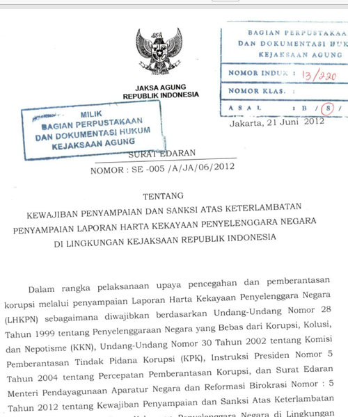 Cover KEWAJIBAN PENYAMPAIAN DAN SANKSI ATAS KETERLAMBATAN PENYAMPAIAN LAPORAN HARTA KEKAYAAN PENYELENGGARA NEGARA DI LINGKUNGAN REPUBLIK INDONESIA