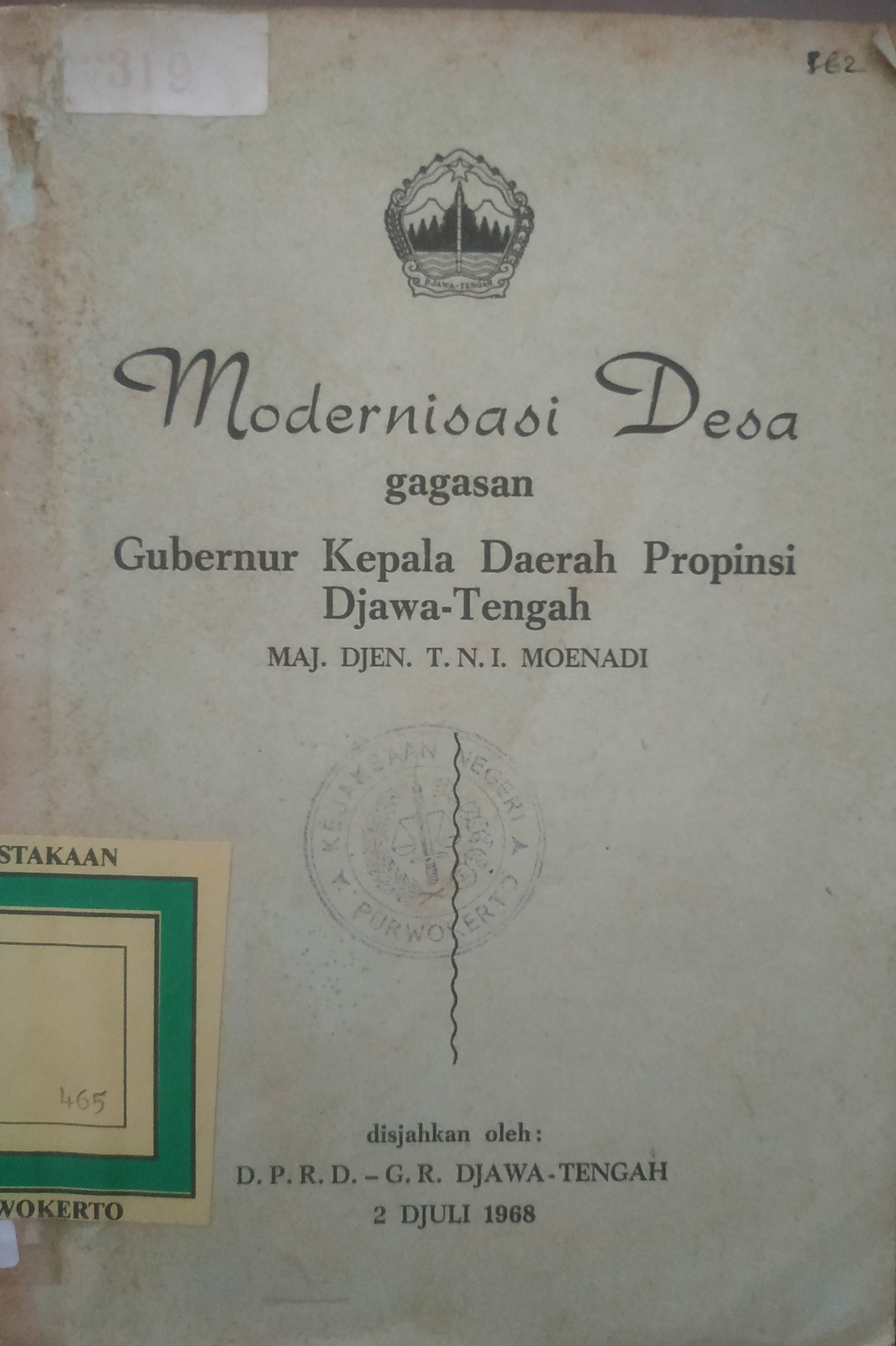 Cover Modernisasi Desa Gagasan Gubernur Kepala Daerah Propinsi Jawa Tengah.