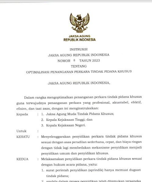 Cover OPTIMALISASI PENANGANAN PERKARA TINDAK PIDANA KHUSUS