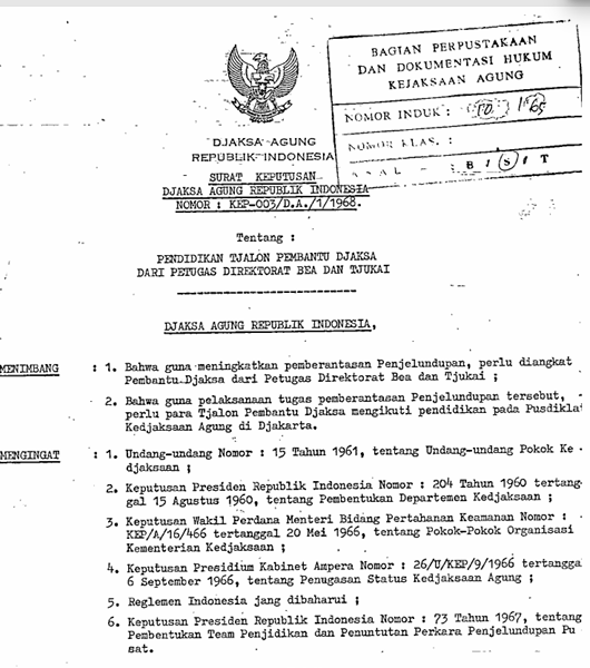 Cover PENDIDIKAN CALON PEMBANTU JAKSA DARI PETUGAS DIREKTORAT BEA DAN CUKAI