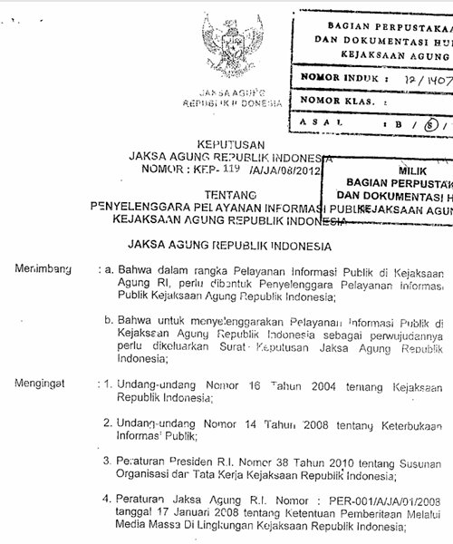 Cover PENYELENGGARAAN PELAYANAN INFORMASI PUBLIK KEJAKSAAN AGUNG REPUBLIK INDONESIA