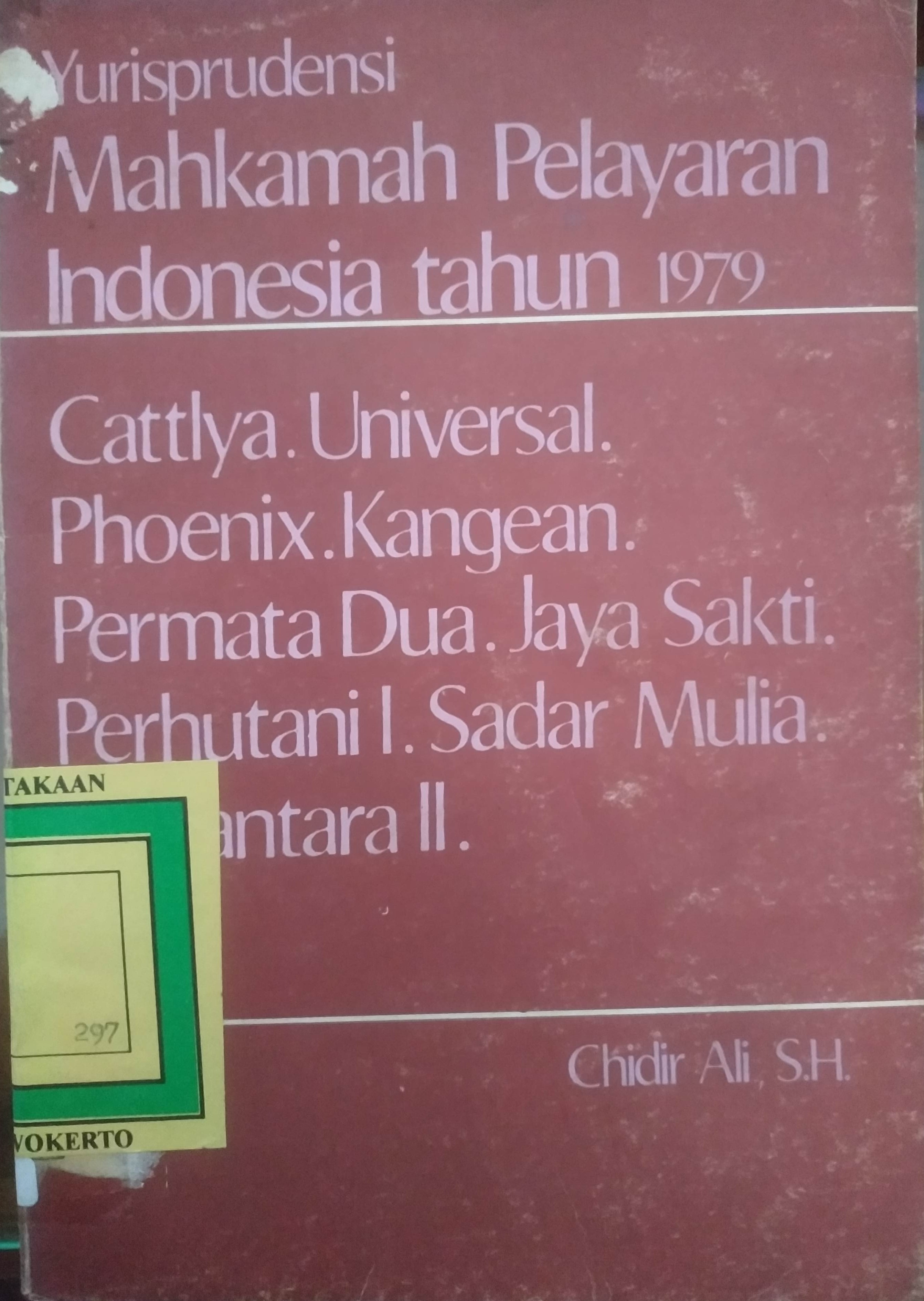 Cover Yurisprudensi Mahkamah Pelayaran Indonesia Tahun 199