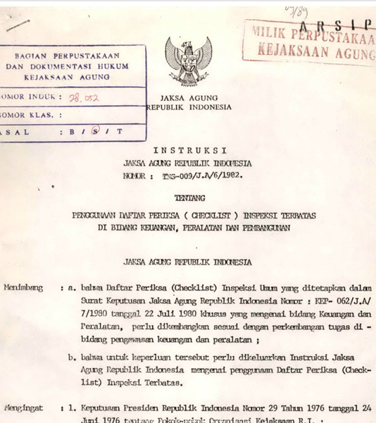 Cover PENGGUNAAN DAFTAR PERIKSA (CHECKLIST) INSPEKSI TERBATAS DIBIDANG KEUANGAN, PERALATAN DAN PEMBANGUNAN