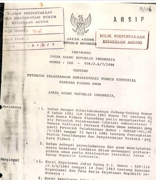 Cover PETUNJUK PELAKSANAAN ADMINISTRASI TEHNIS YUSTISIAL PERKARA PIDANA UMUM