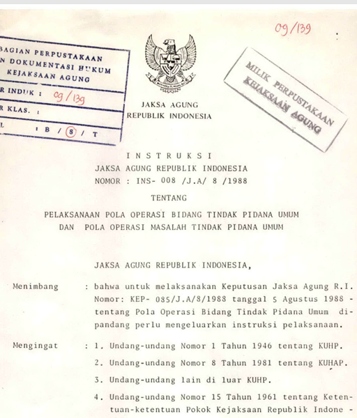 Cover PELAKSANAAN POLA OPERASI BIDANG TINDAK PIDANA UMUM DAN POLA OPERASI MASALAH TINDAK PIDANA UMUM