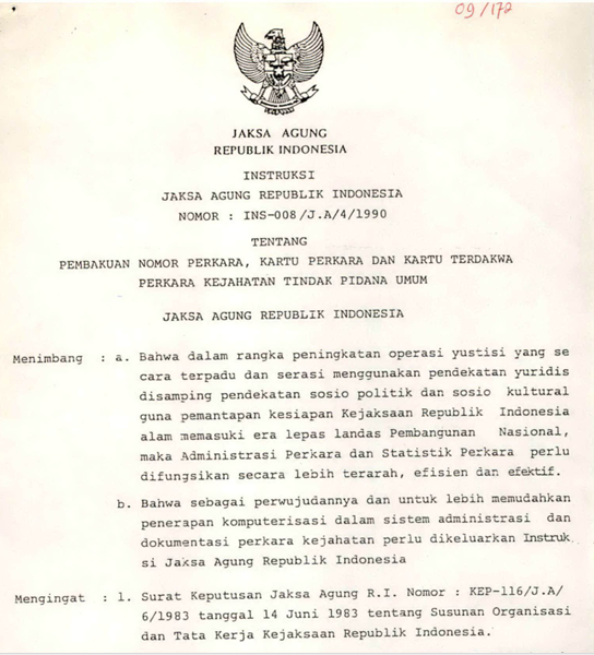 Cover PEMBAKUAN NOMOR PERKARA, KARTU PERKARA DAN KARTU TERDAKWA PERKARA KEJAHATAN TINDAK PIDANA UMUM