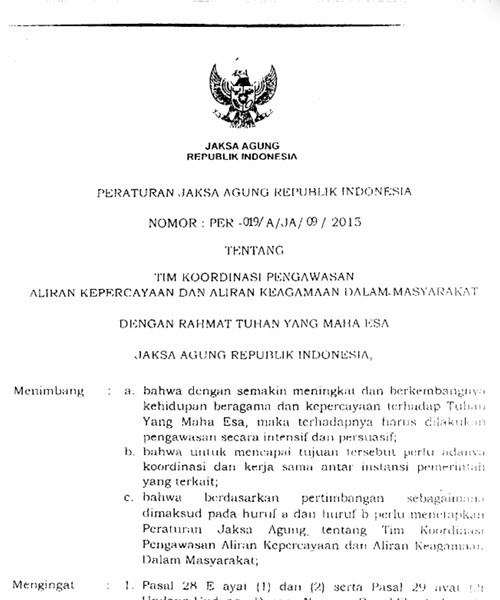 Cover Tim Koordinasi Pengawasan Aliran Kepercayaan Dan A;iran Keagamaan Dalam Masyarakat