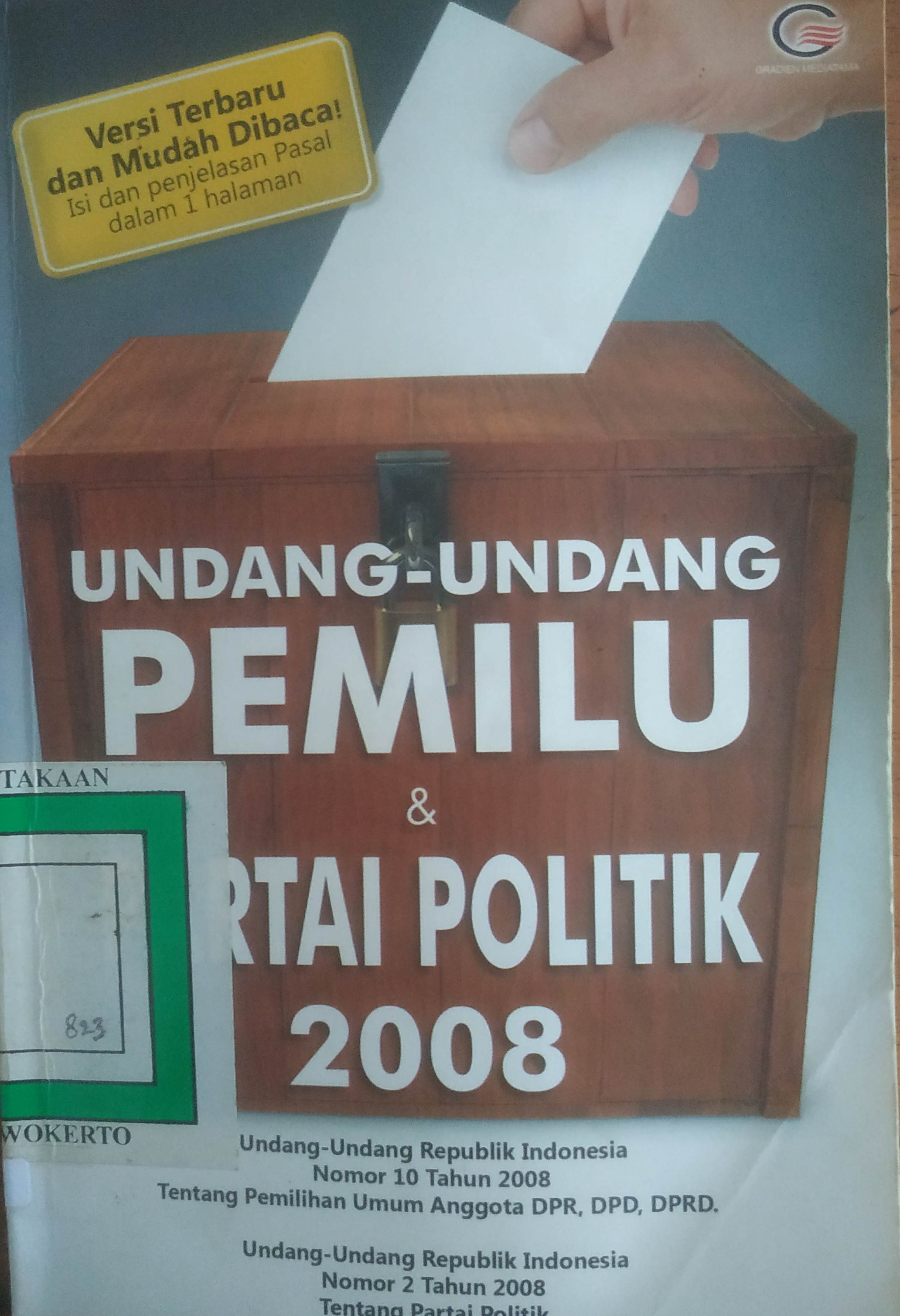 Cover UU Pemilu & Partai Politik 2008