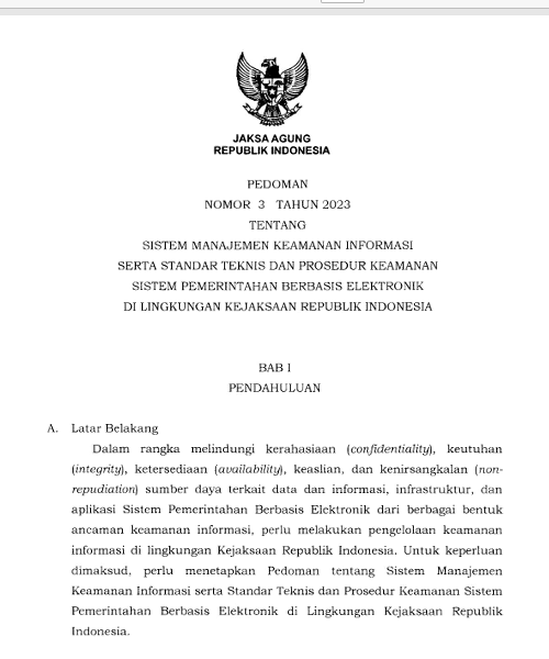 Cover Sistem Manajemen Keamanan Informasi Serta Standar Teknis Dan Prosedur Keamanan Sistem Pemerintahan Berbasis Elektronik di Lingkungan Kejaksaan RI