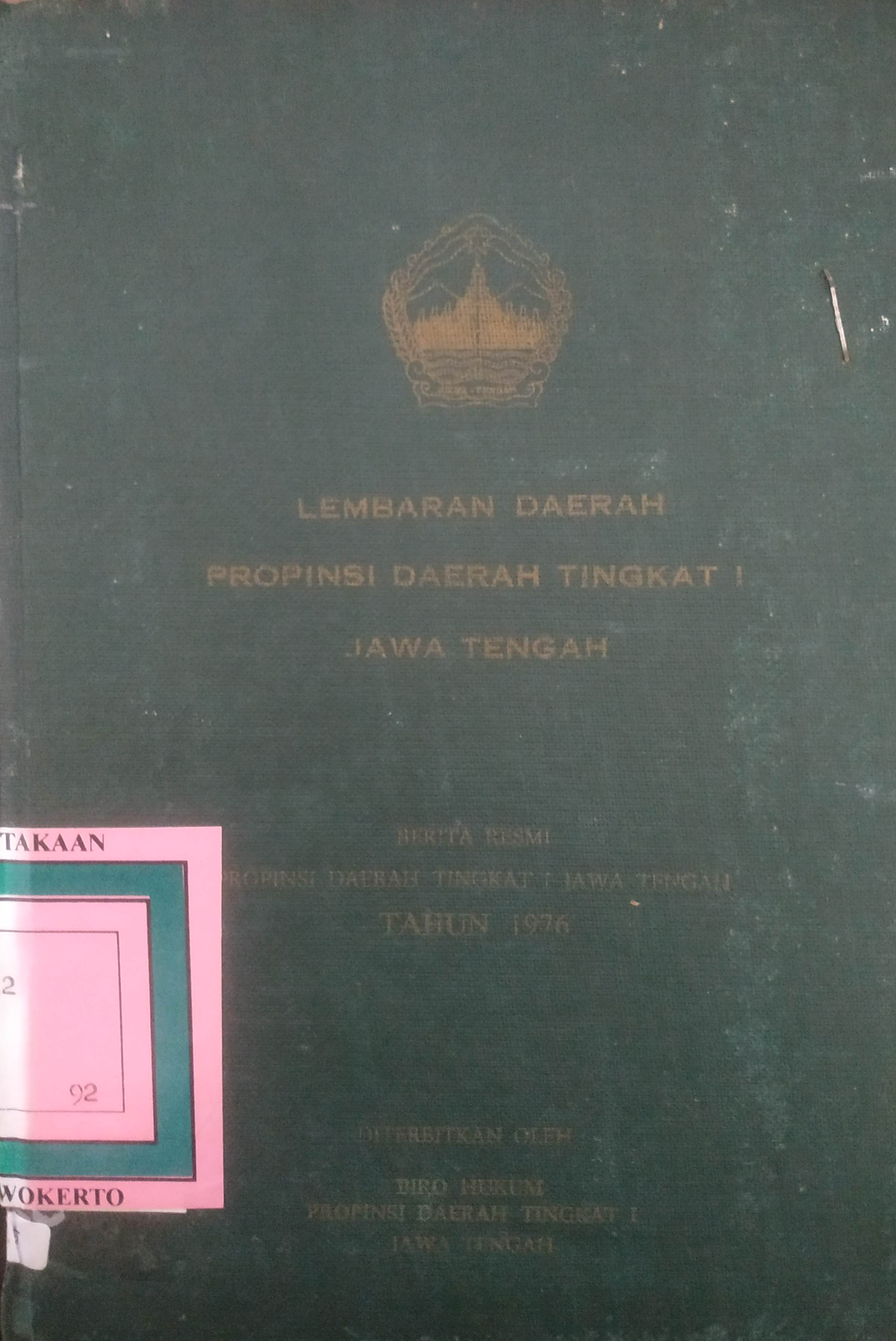 Cover Lembaran Daerah Jawa Tengah
Tahun 1976 No. A1-4
