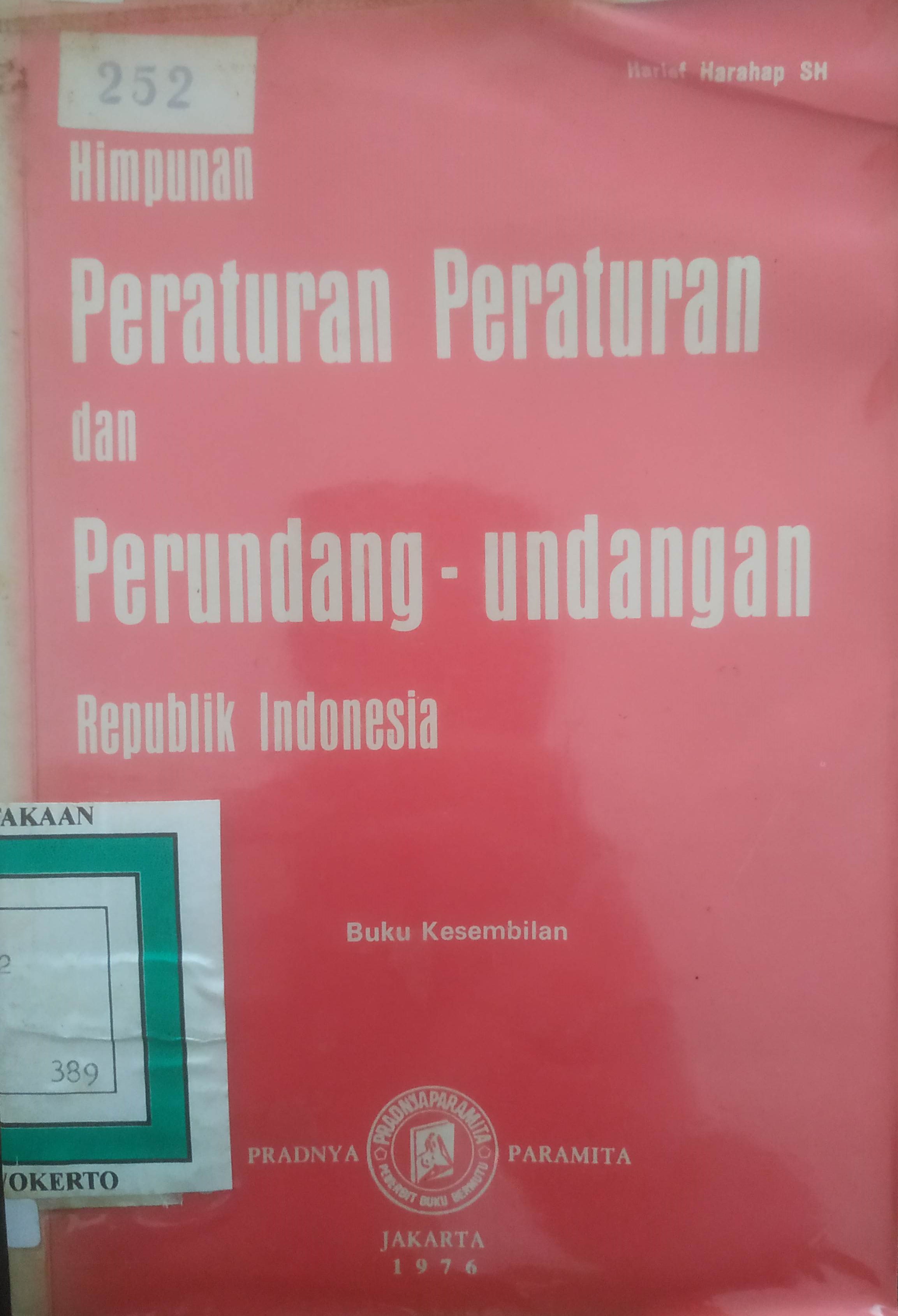 Cover Himpunan Peraturan-Peraturan  dan Perundang-undangan Republik Indonesia Buku ke IX