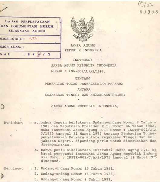 Cover PEMBAGIAN TUGAS PENYELESAIAN PERKARA ANTARA KEJAKSAAN TINGGI DAN KEJAKSAAN NEGERI