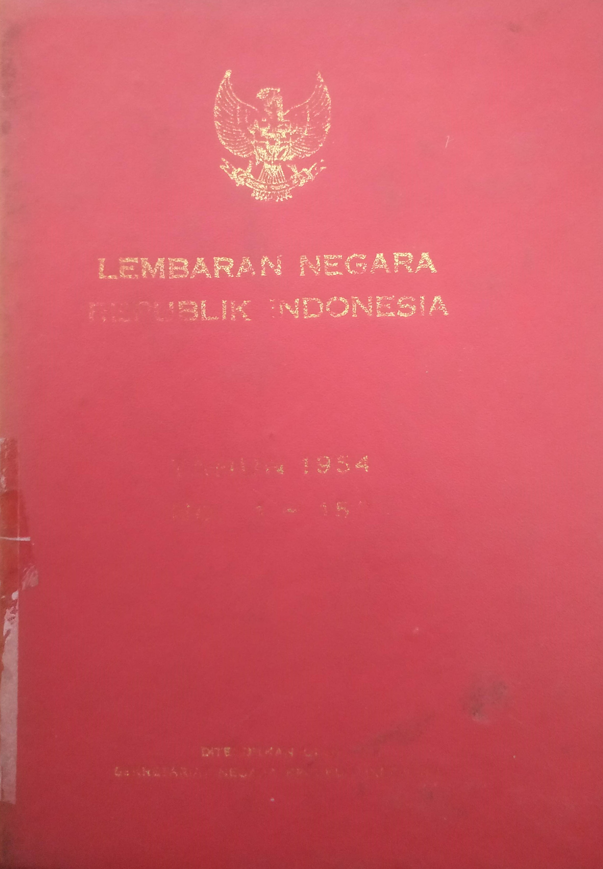 Cover Lembaran Negara Republik Indonesia Tahun 1954 No. 1 – 152