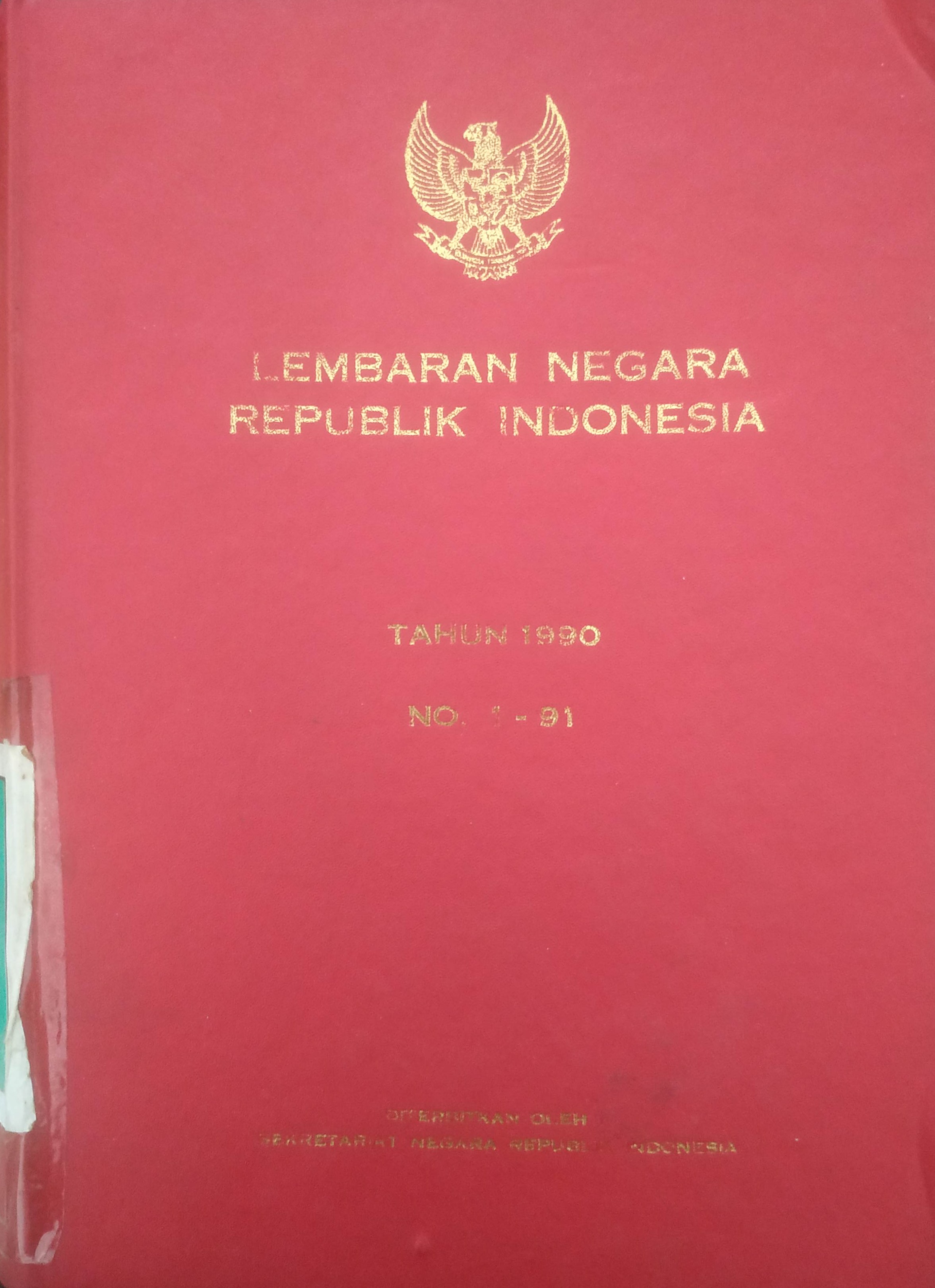 Cover Lembaran Negara Republik Indonesia Tahun 1990 No. 1-91