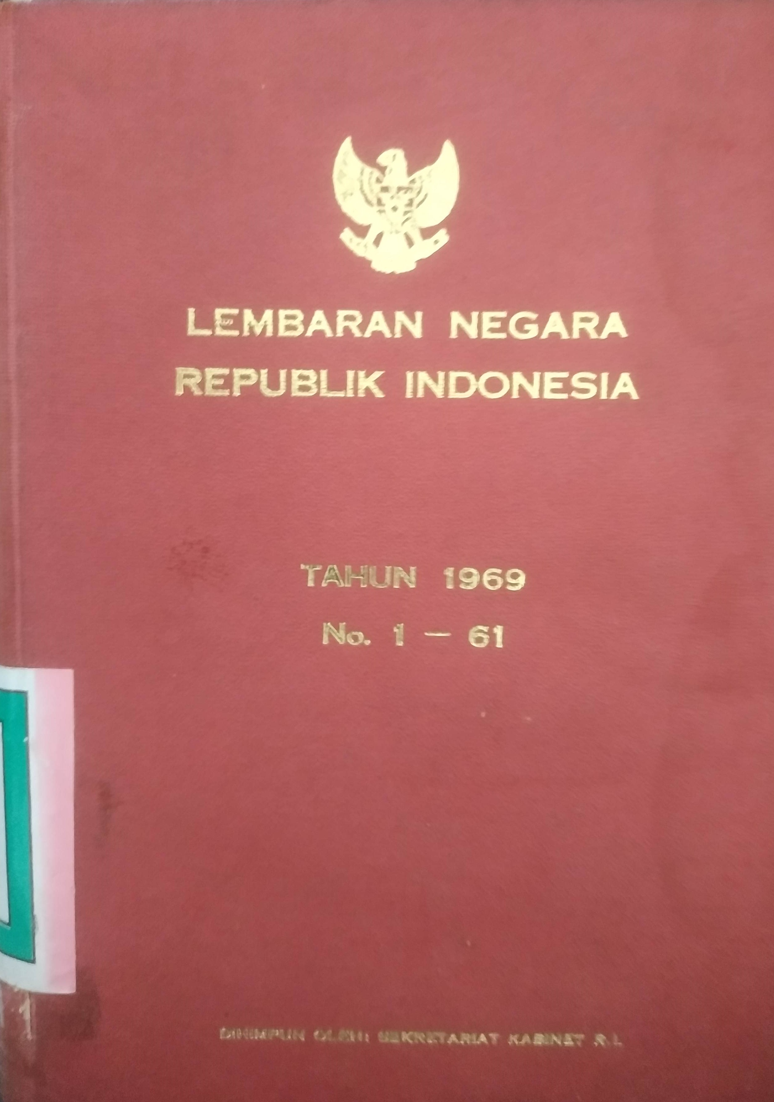 Cover Lembaran Negara Republik Indonesia Tahun 1969 No.1-61