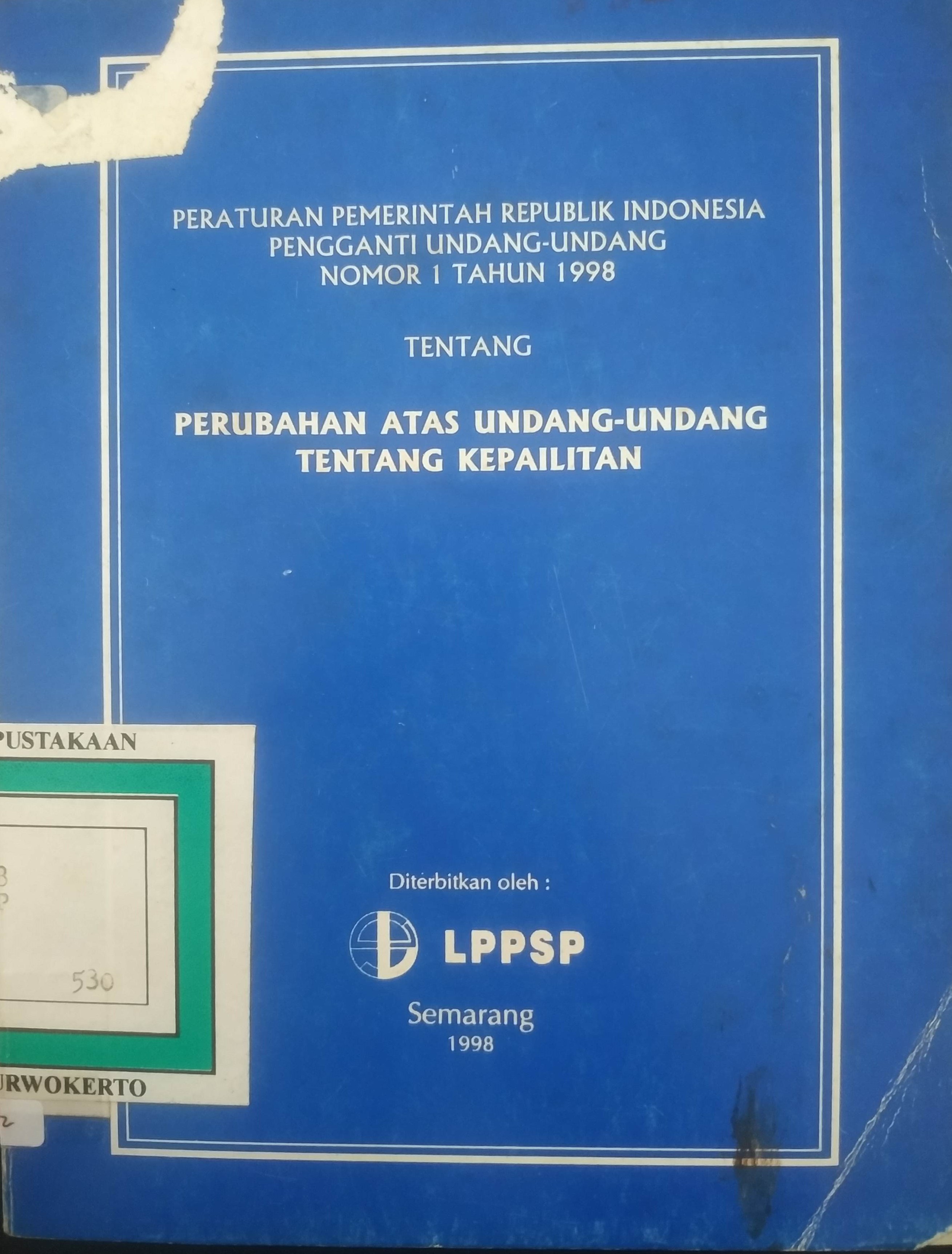 Cover Perubahan atas Undang-undang tentang Kepailitan.