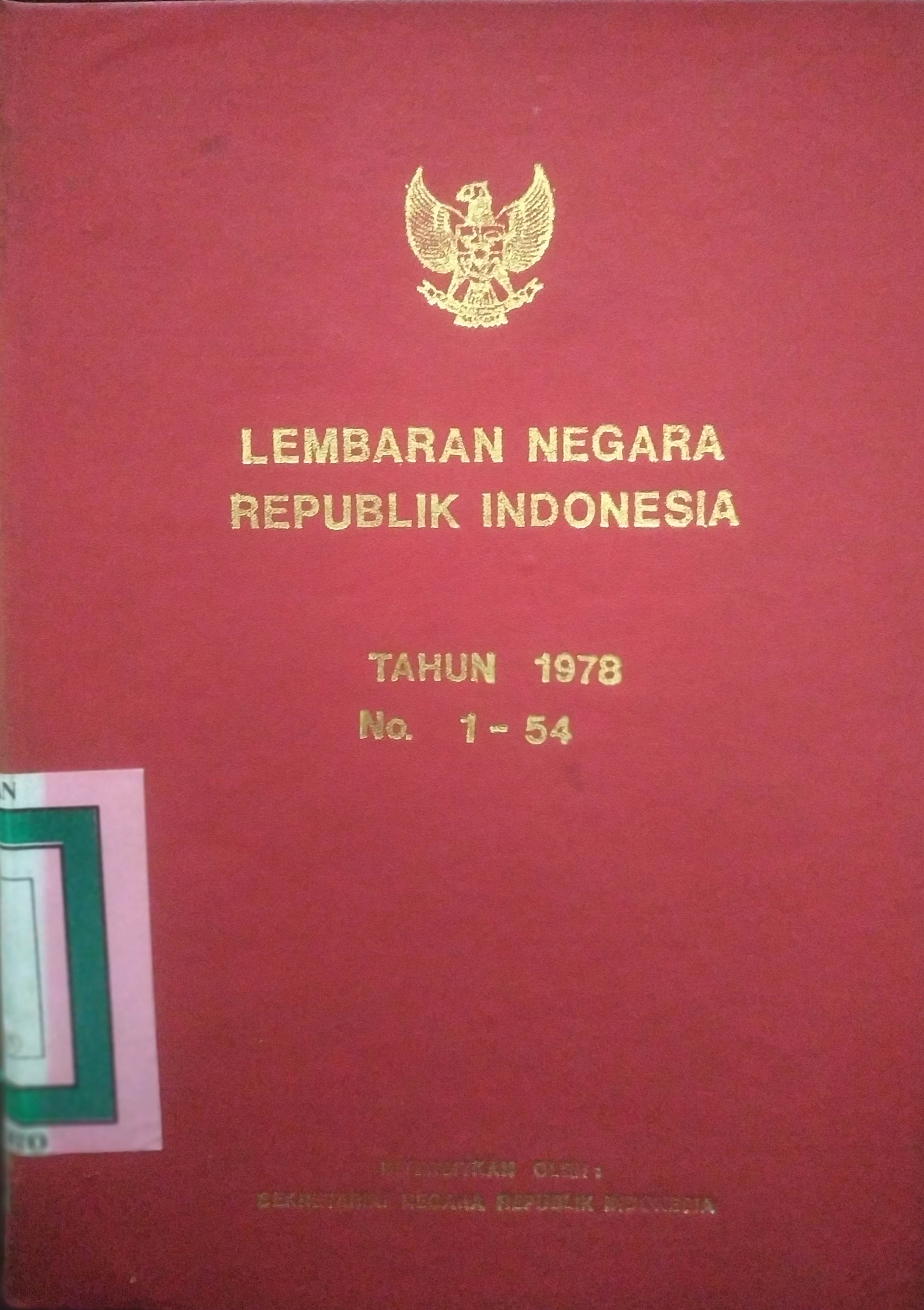 Cover Lembaran Negara Republik Indonesia Tahun 1978 No.1-54