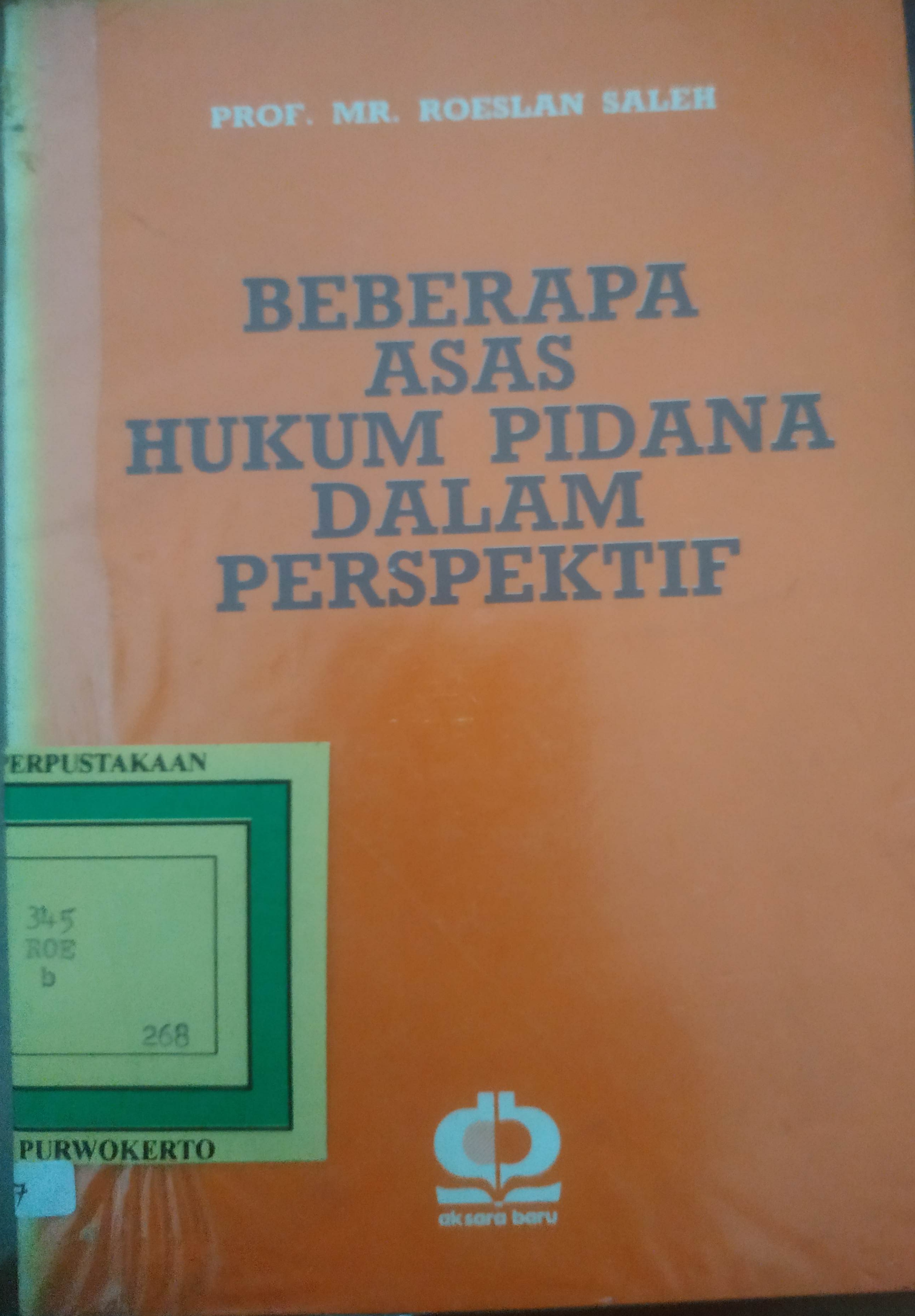Cover Beberapa Asas Hukum Pidana dalam Perspektif.