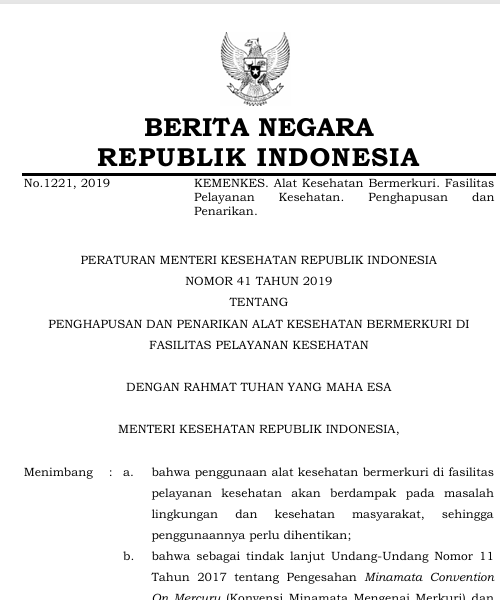 Cover   Penghapusan dan Penarikan Alat Kesehatan Bermerkuri di Fasilitas Pelayanan Kesehatan