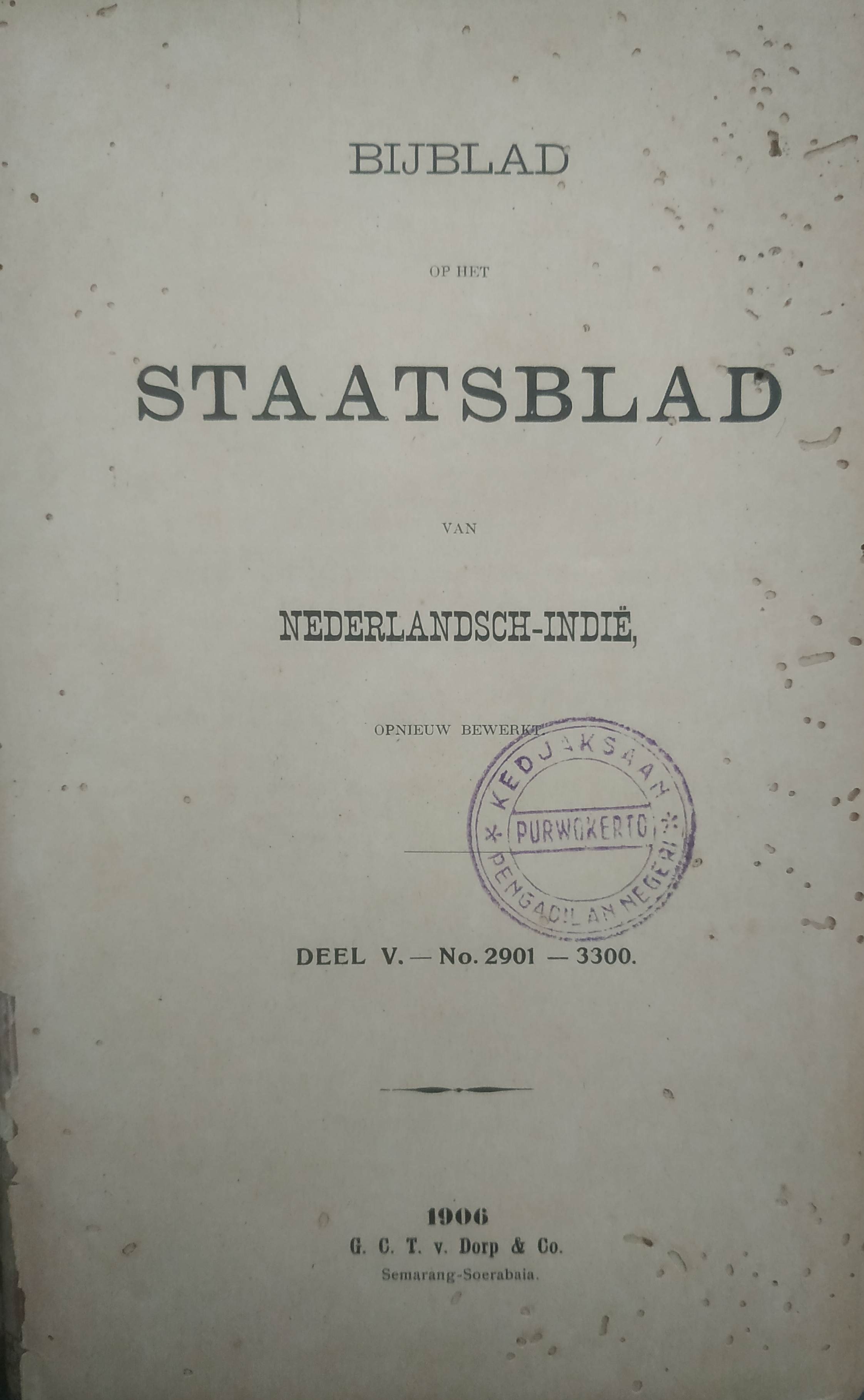 Cover BijBlad op het staatsblad 1906 Deel V-No. 2901-3300
