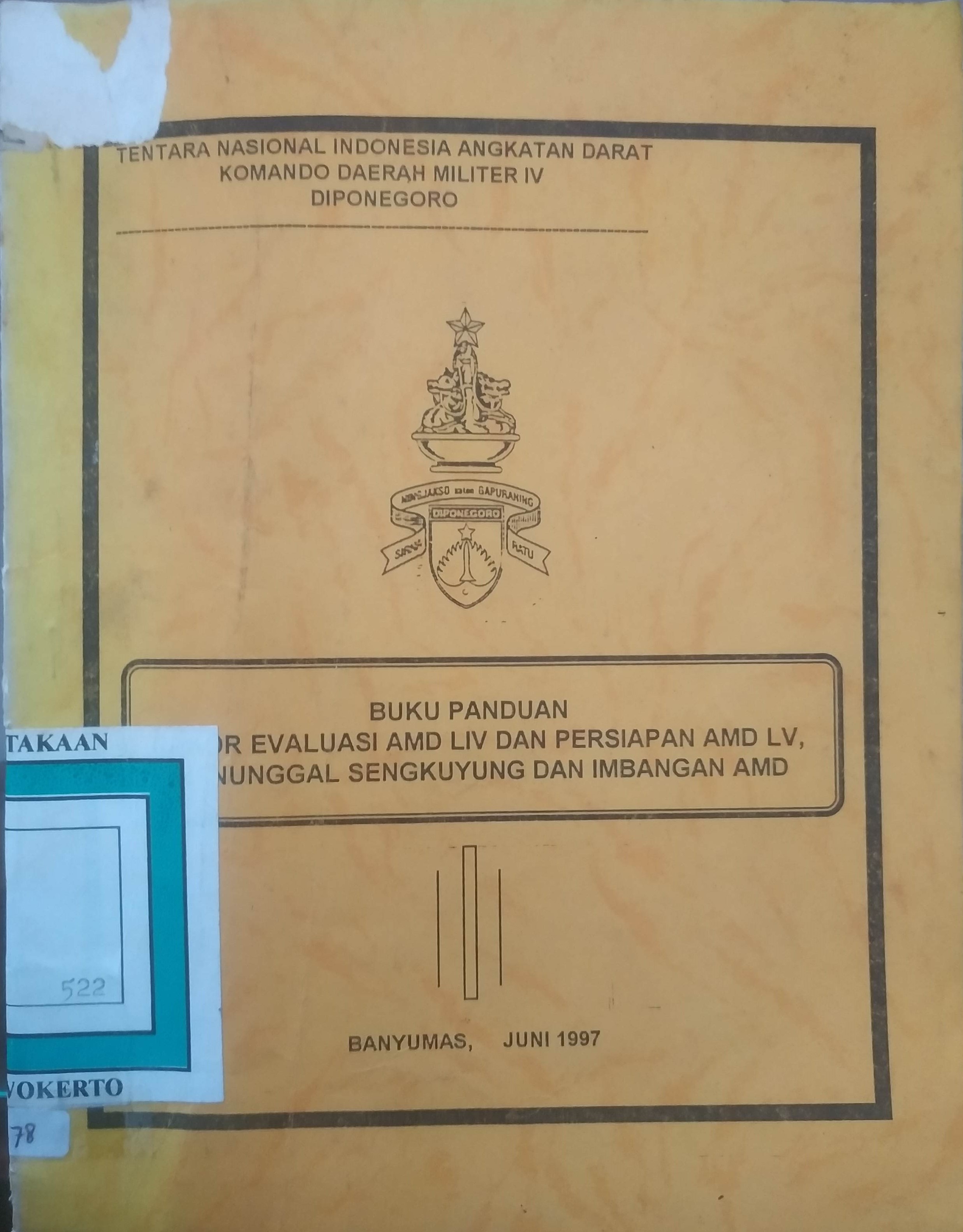 Cover Buku panduan Rakor evaluasi AMD LIV dan persiapan AMD LV manunggal sengkuyung dan imbangan AMD