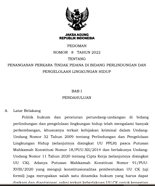 Cover Penanganan Perkara Tindak Pidana di Bidang Perlindungan dan Pengelolaan Lingkungan Hidup
