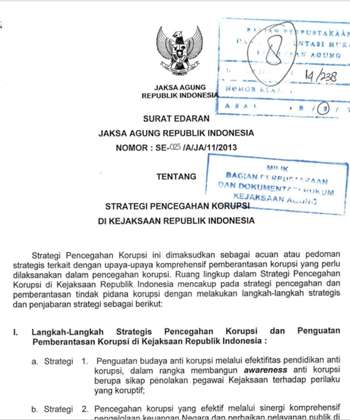 Cover STRATEGI PENCEGAHAN KORUPSI DI KEJAKSAAN REPUBLIK INDONESIA