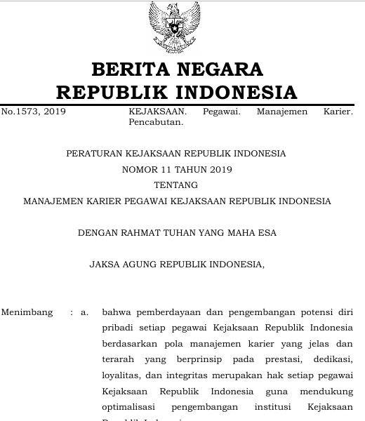 Cover Manajemen Karier Pegawai Kejaksaan Republik Indonesia