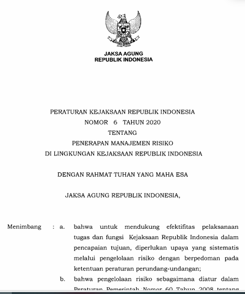 Cover Penerapan Manajemen Risiko di Lingkungan Kejaksaan Republik Indonesia