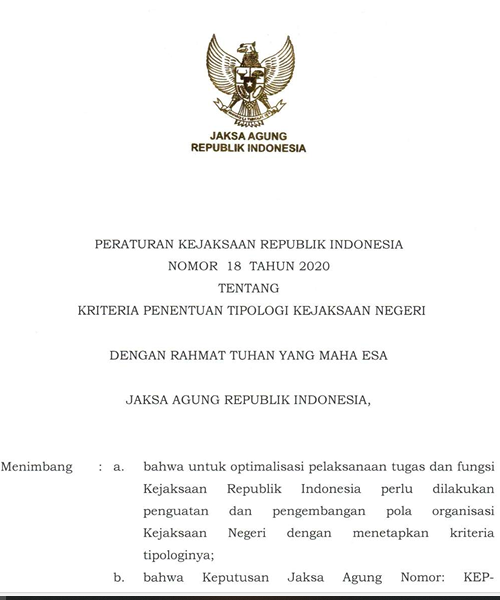 Cover Kriteria Penentuan Tipologi Kejaksaan Negeri