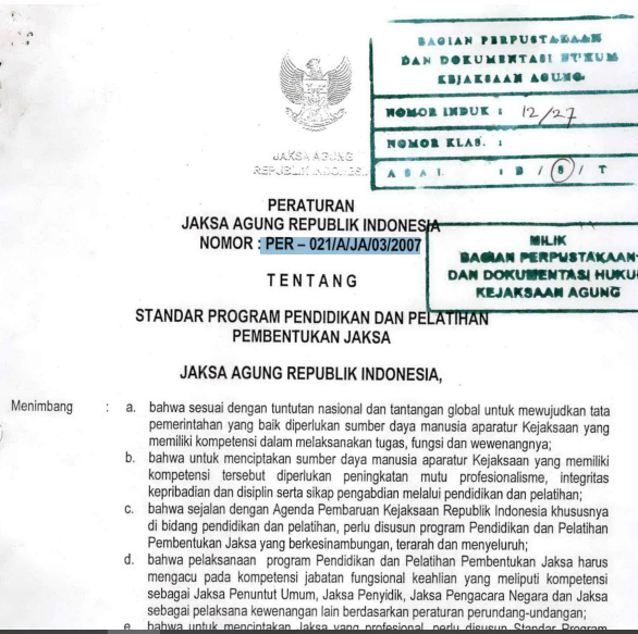 Cover STANDAR PROGRAM PENDIDIKAN DAN PELANTIKAN PEMBENTUKAN JAKSA