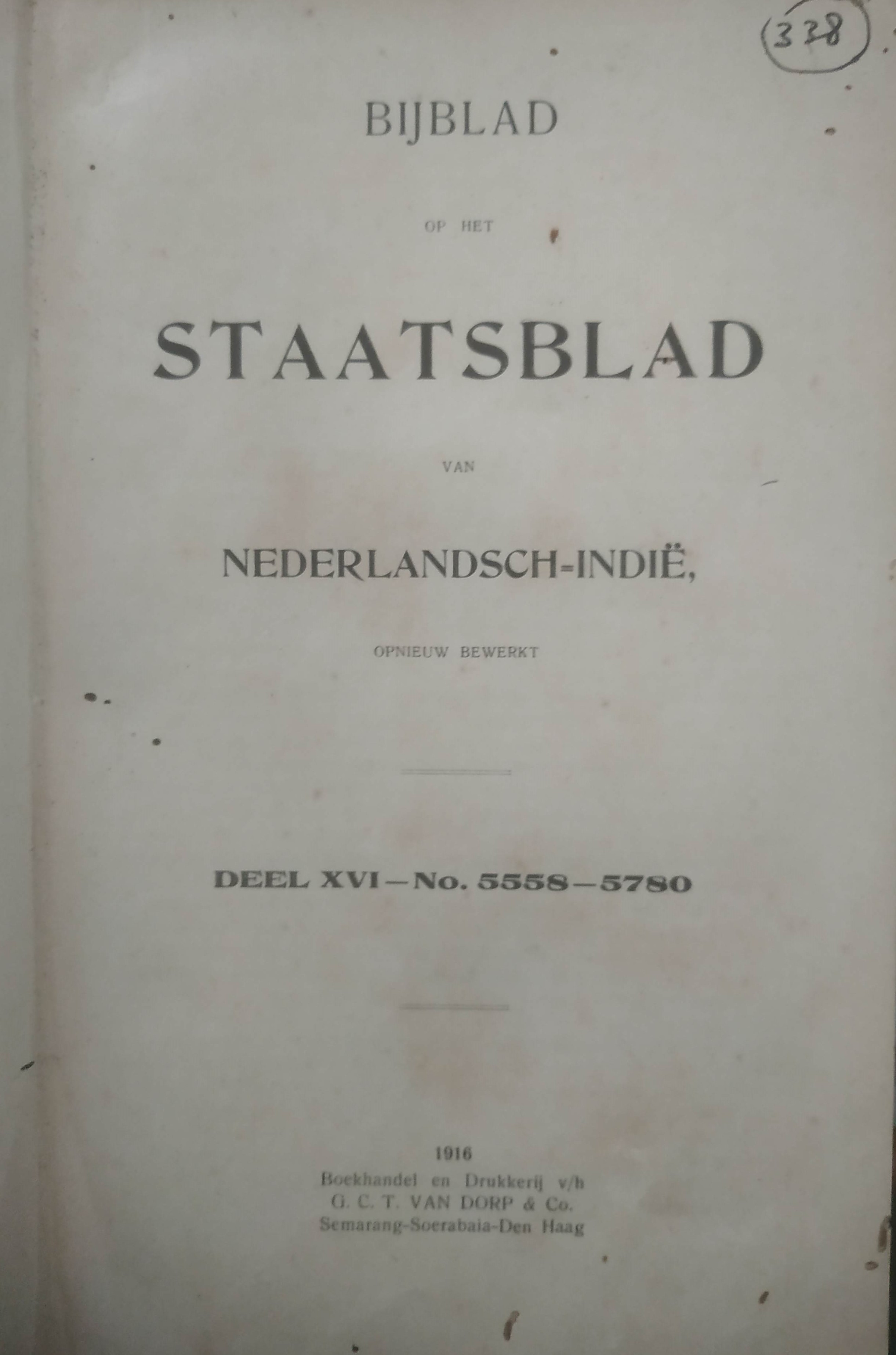 Cover BijBlad op het staatsblad 1916 Deel XVI-No.5558-5780