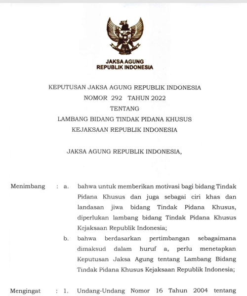 Cover LAMBANG BIDANG TINDAK PIDANA KHUSUS KEJAKSAAN RI