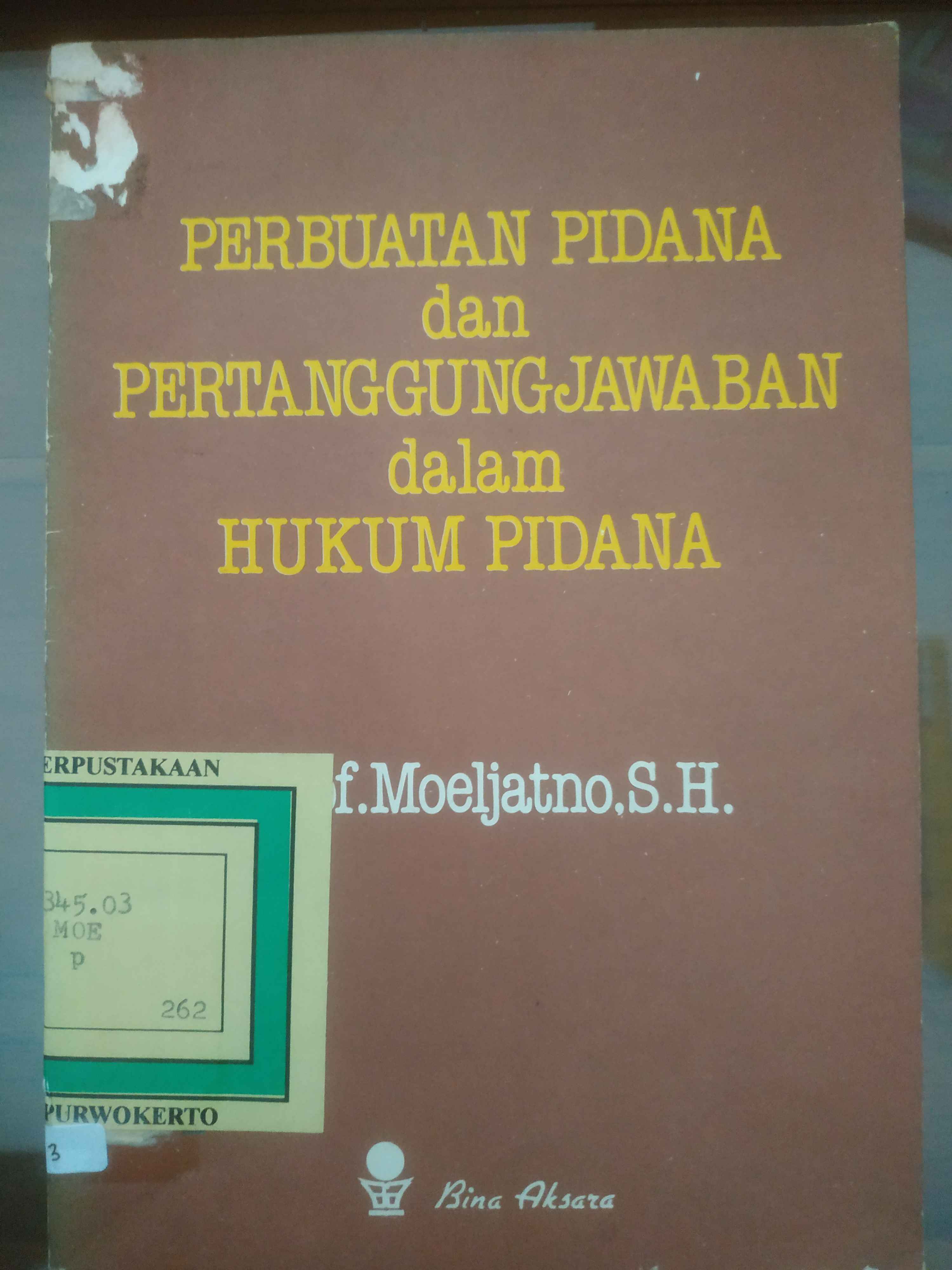 Cover Perbuatan Pidana dan Pertanggung jawaban dalam Hukum Pidana