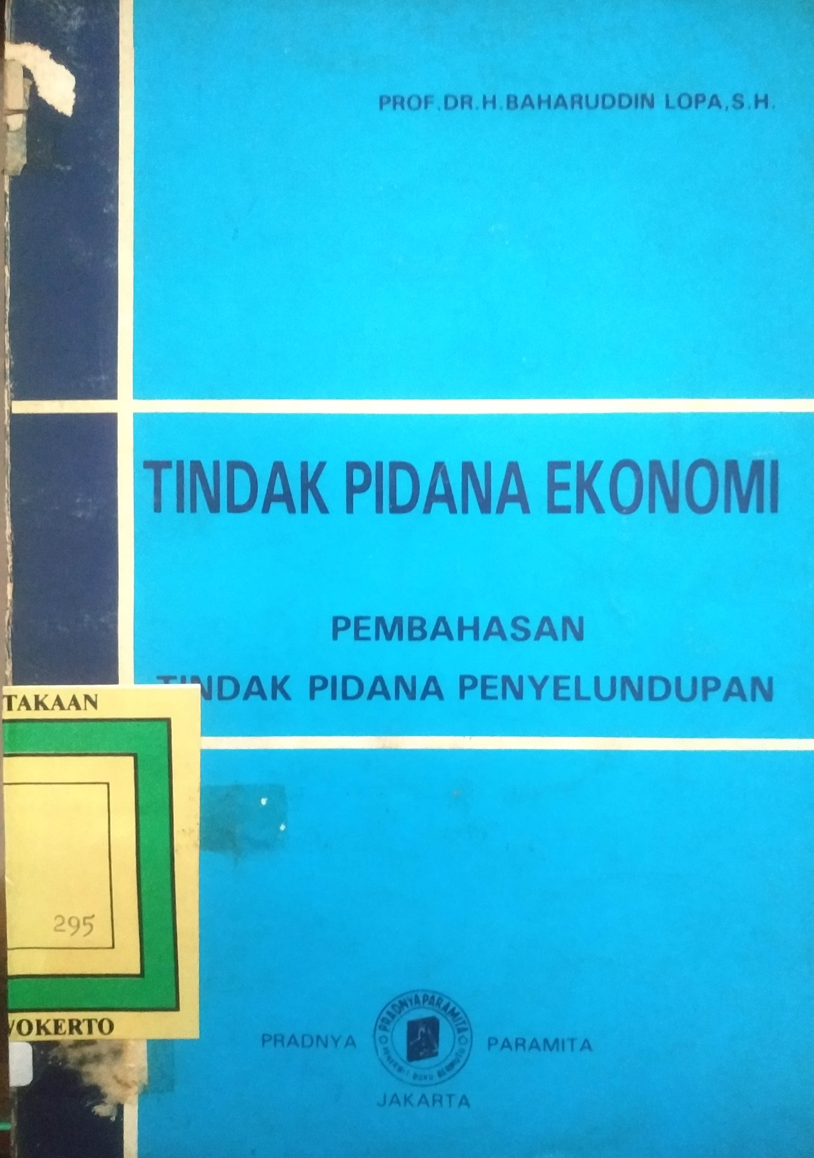 Cover Tindak Pidana Ekonomi Pembahasan Tindak Pidana Penyelundupan