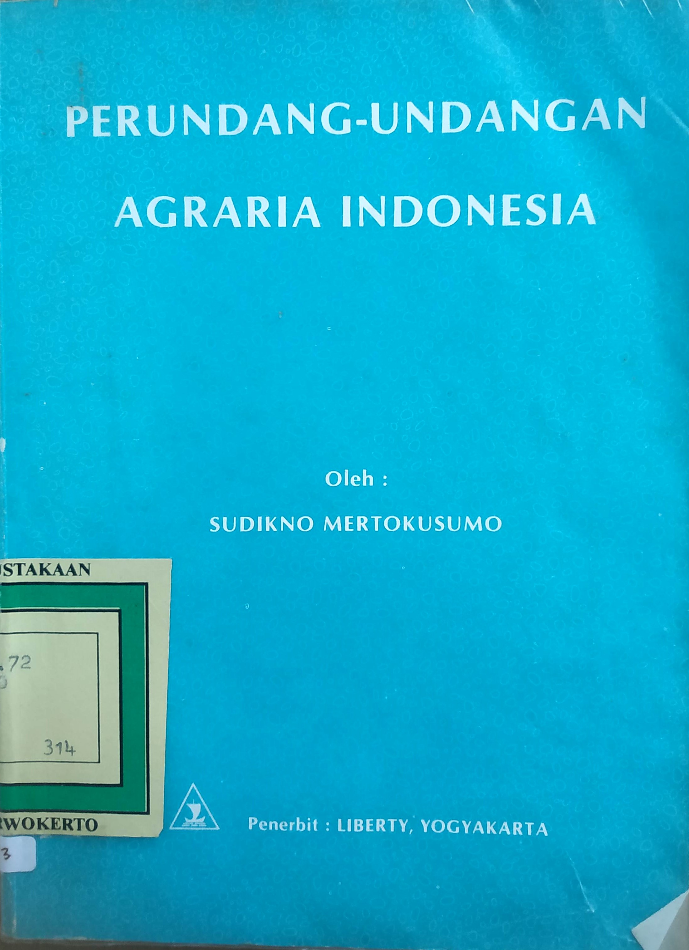 Cover Perundang–Undangan Agraria Indonesia