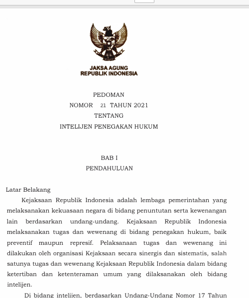 Cover Intelijen Penegakan Hukum