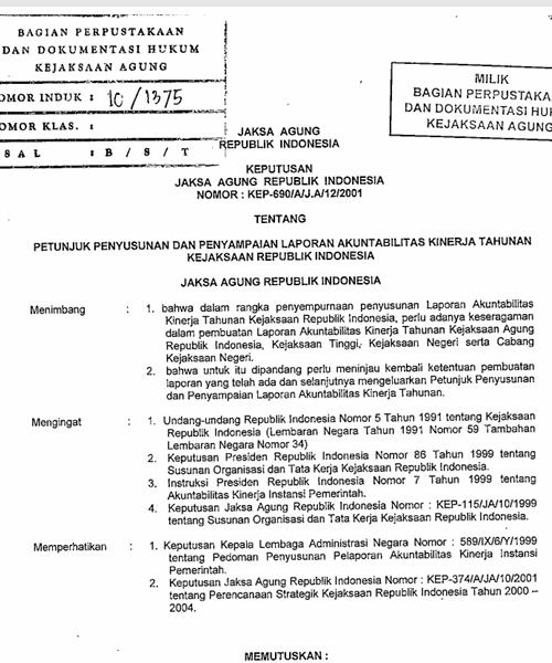 Cover PETUNJUK PENYUSUNAN DAN PENYAMPAIAN LAPORAN AKUNTABILITAS KINERJA TAHUNAN KEJAKSAAN REPUBLIK INDONESIA