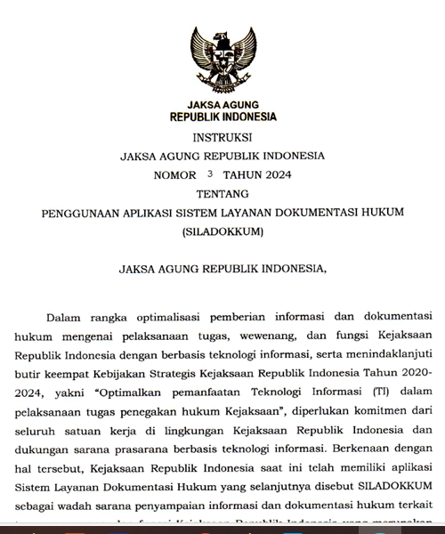 Cover PENGGUNAAN APLIKASI SISTEM LAYANAN DOKUMENTASI HUKUM (SILADOKKUM)