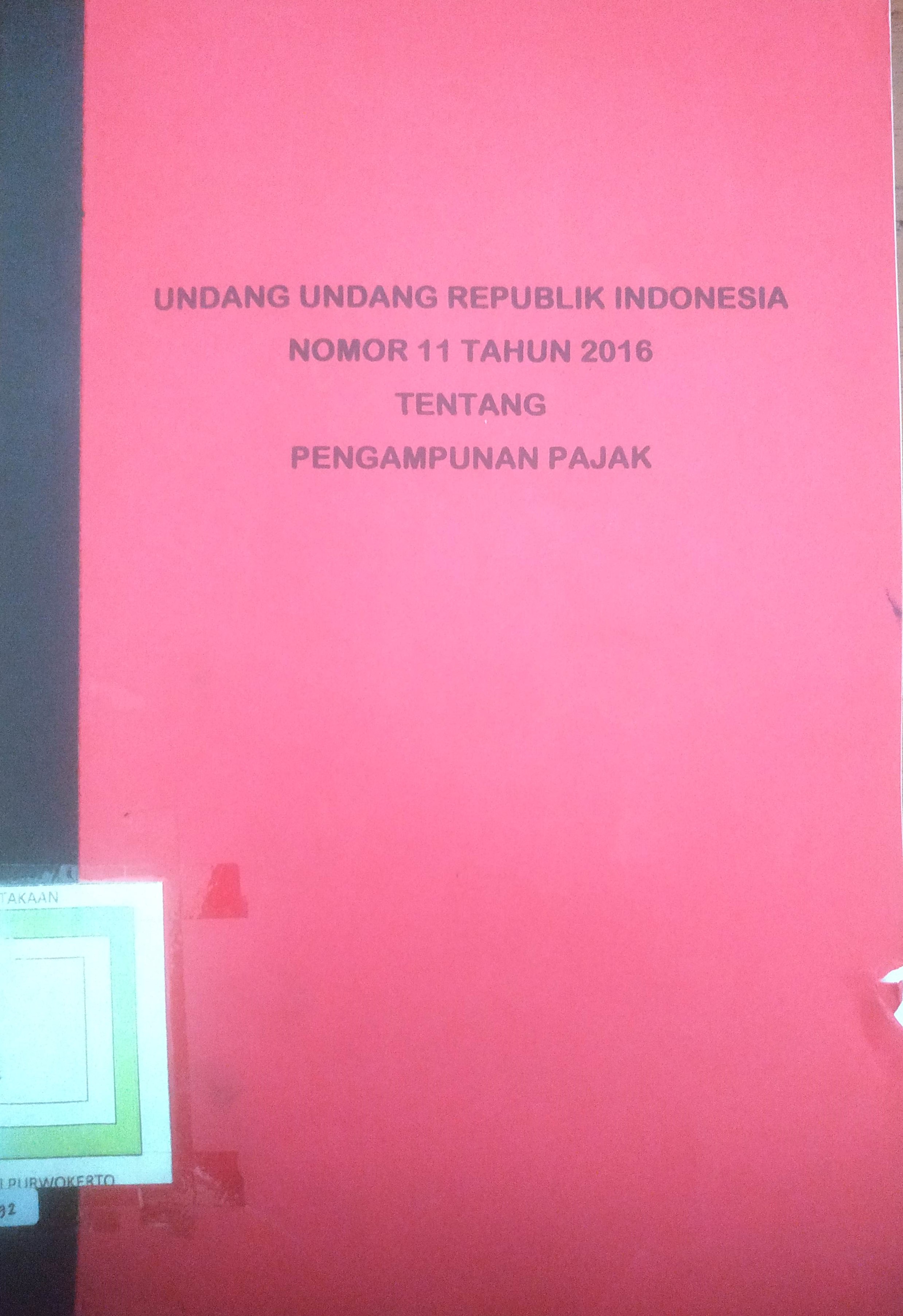 Cover Undang-Undang RI No.11 Tahun 2016 tentang Pengampunan Pajak