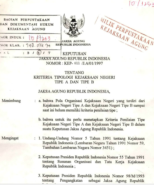Cover KRITERIA TIPOLOGI KEJAKSAAN NEGERI TIPE A DAN TIPE B