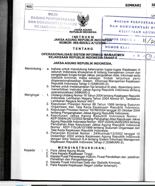 Cover OPERASIONALISASI SISTEM INFORMASI MANAJEMEN KEJAKSAAN REPUBLIK INDONESIA TAHAP II