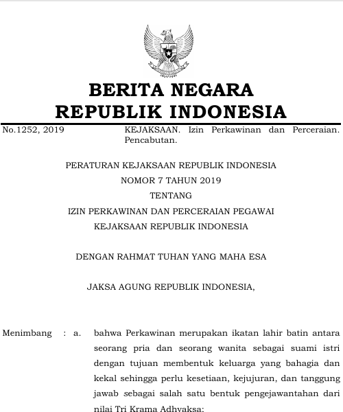 Cover Izin Perkawinan dan Perceraian Pegawai Kejaksaan Republik Indonesia