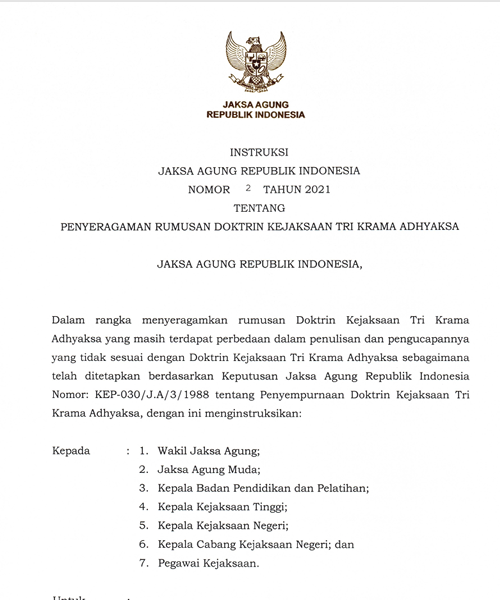 Cover PENYERAGAMAN RUMUSAN DOKTRIN KEJAKSAAN TRI KRAMA ADHYAKSA