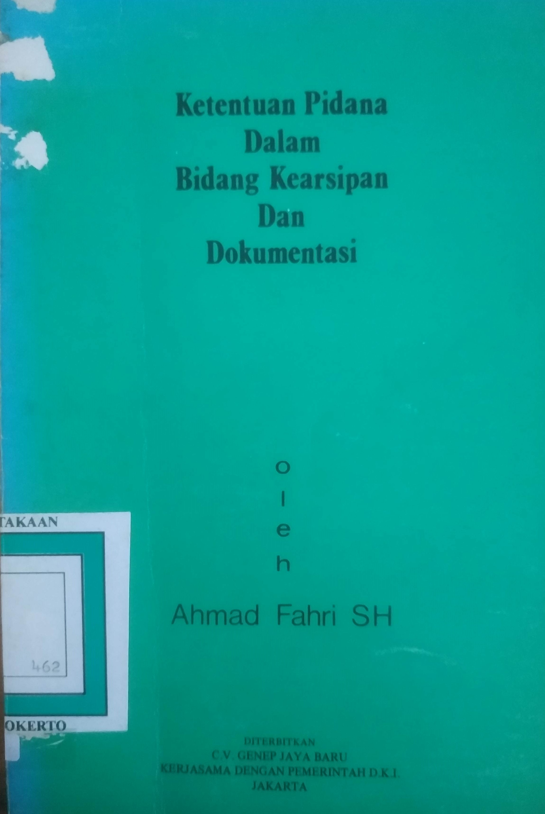 Cover Ketentuan Pidana dalam bidang kearsipan dan dokumentasi