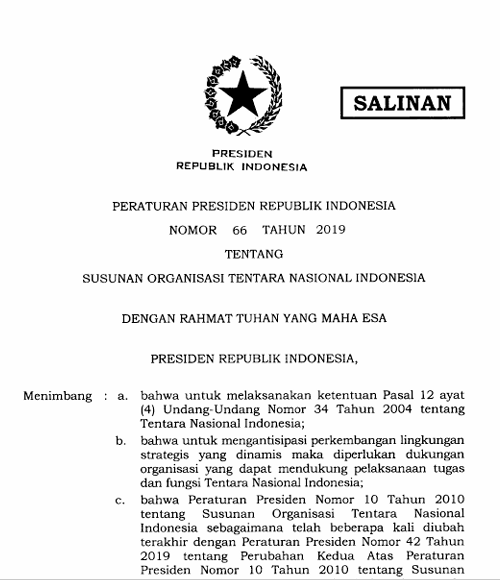 Cover Susunan Organisasi Tentara Nasional Indonesia