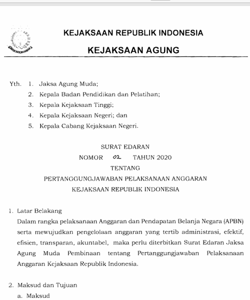 Cover PERTANGGUNGJAWABAN PELAKSANAAN ANGGARAN KEJAKSAAN REPUBLIK INDONESIA