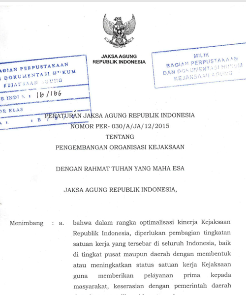 Cover PENGEMBANGAN ORGANISASI KEJAKSAAN