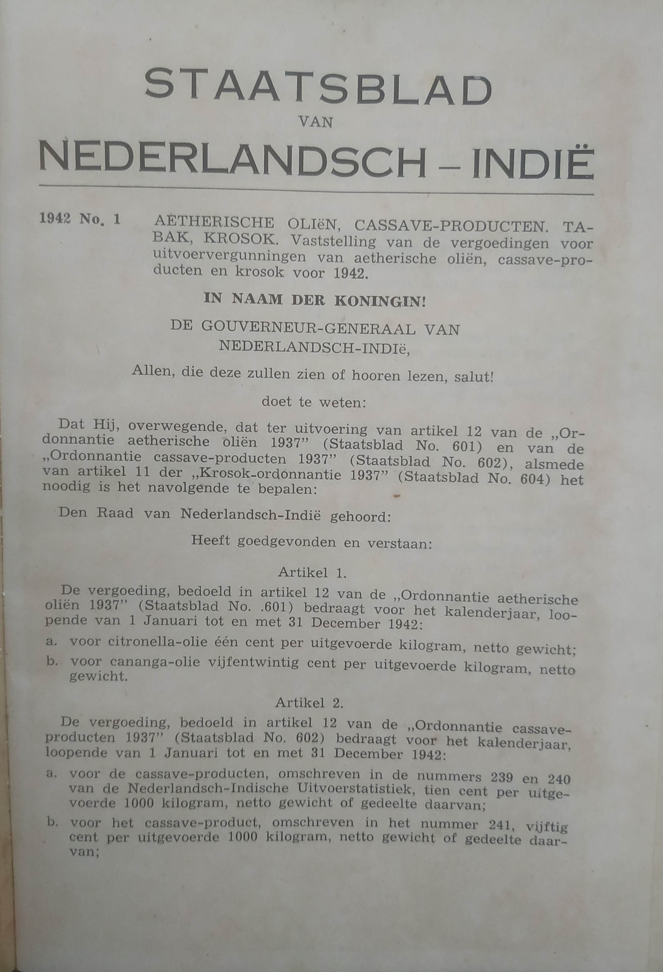 Cover Staatsblad van Neerlandsch-Indie 1942 No. 1-59