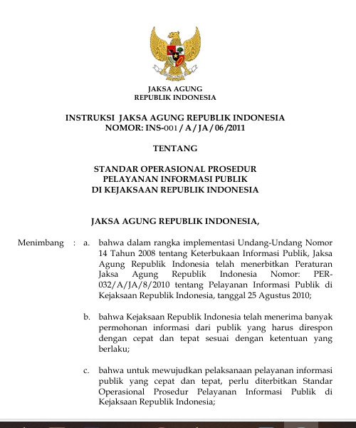 Cover SOP PELAYANAN INFORMASI PUBLIK